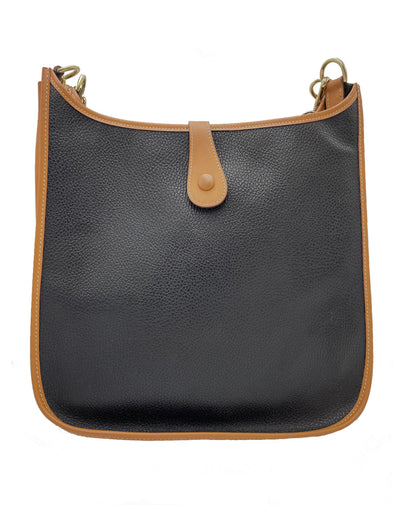 Evelyne GM Black with Gold Piping Clemence Leather with Gold Hardware