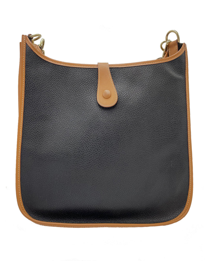 Evelyne GM Black with Gold Piping Clemence Leather with Gold Hardware