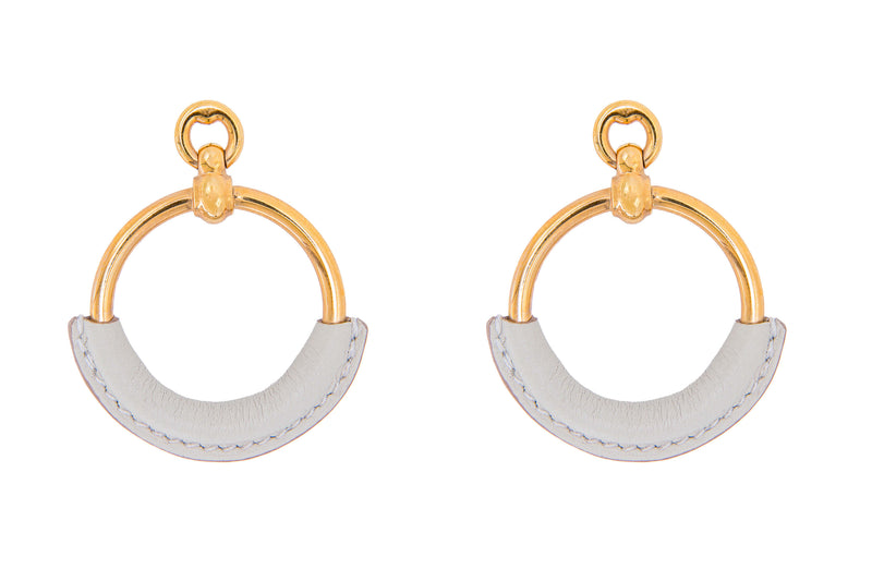 Loop Gris Asphalt Swift Calfskin Rose Gold Plated Earrings. Swift Letather and Rose Gold Plated Metal