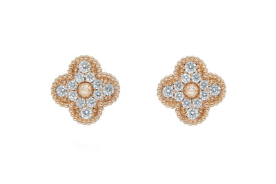 Diamonds with Rose Gold Vintage Alhambra Earrings